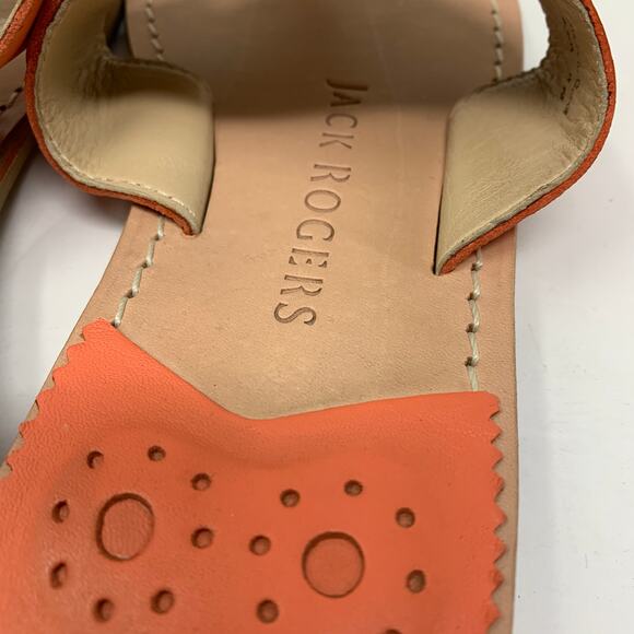 Jack Rogers Women's Size 8.5 Embroidered Bow & Arrow Thong Sandals Slip On Coral - Picture 4 of 7